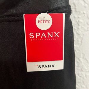spanx black faux leather leggings.